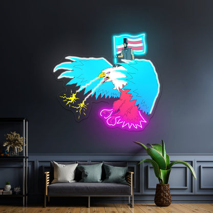Abraham Lincoln Riding Eagle With Lasers Neon Signs For Aesthetic Neon Signs Artwork - Shineneon