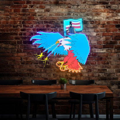 Abraham Lincoln Riding Eagle With Lasers Neon Signs For Aesthetic Neon Signs Artwork