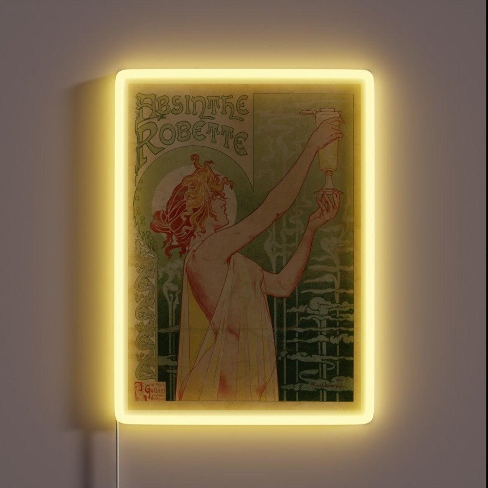 Absinthe Robette Vintage Alcohol Art Advert Rgb Led Neon Sign - Shineneon