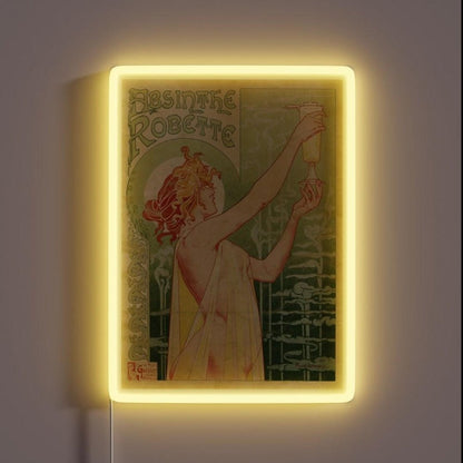 Absinthe Robette Vintage Alcohol Art Advert Rgb Led Neon Sign - Shineneon