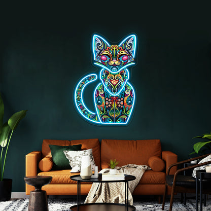 Abstract Art Cat Wall Artwork Neon Signs