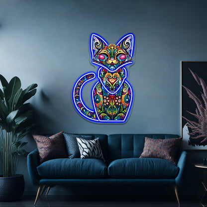 Abstract Art Cat Wall Artwork Neon Signs