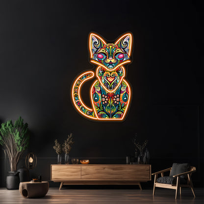 Abstract Art Cat Wall Artwork Neon Signs