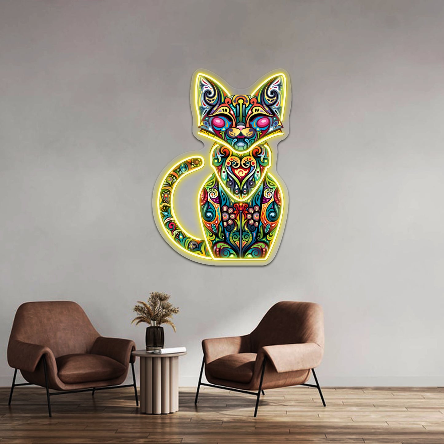 Abstract Art Cat Wall Artwork Neon Signs