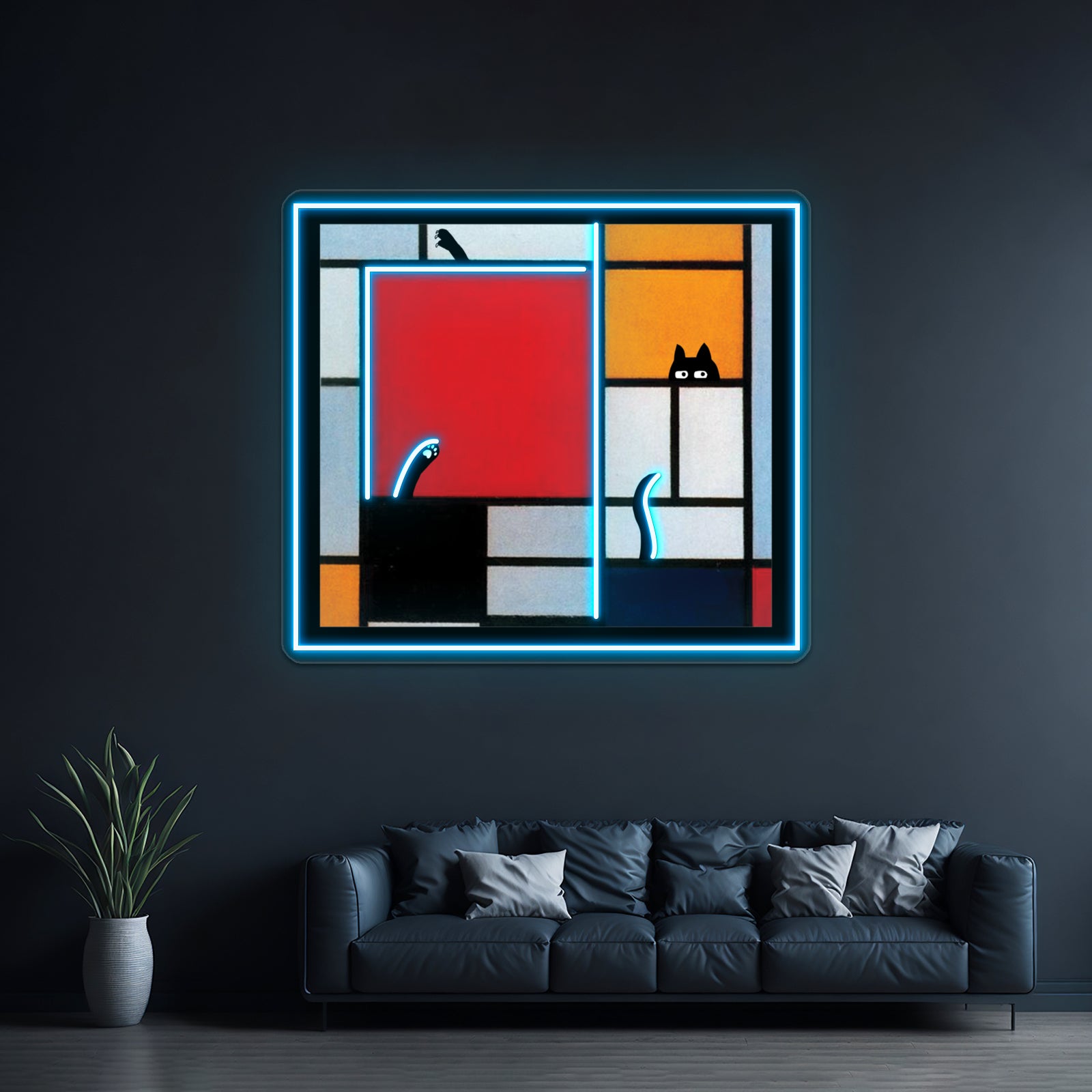 Abstract Art Plus Cat Wall Artwork Neon Signs | Shineneon