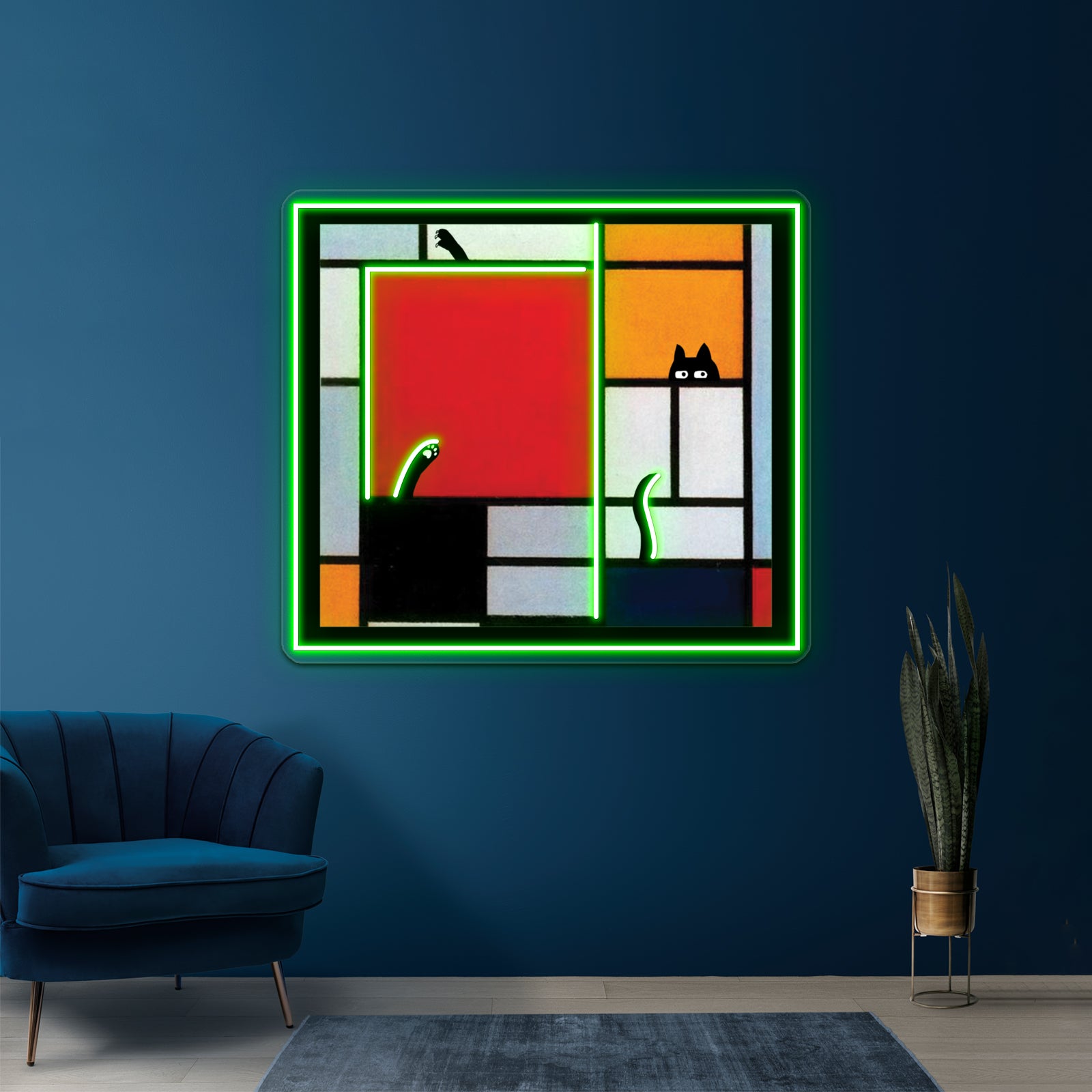 Abstract Art Plus Cat Wall Artwork Neon Signs | Shineneon