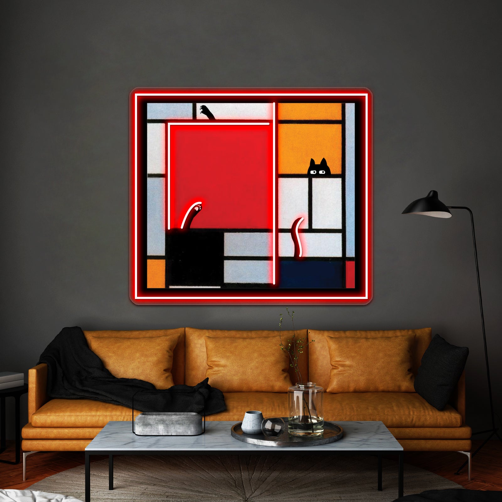 Abstract Art Plus Cat Wall Artwork Neon Signs | Shineneon