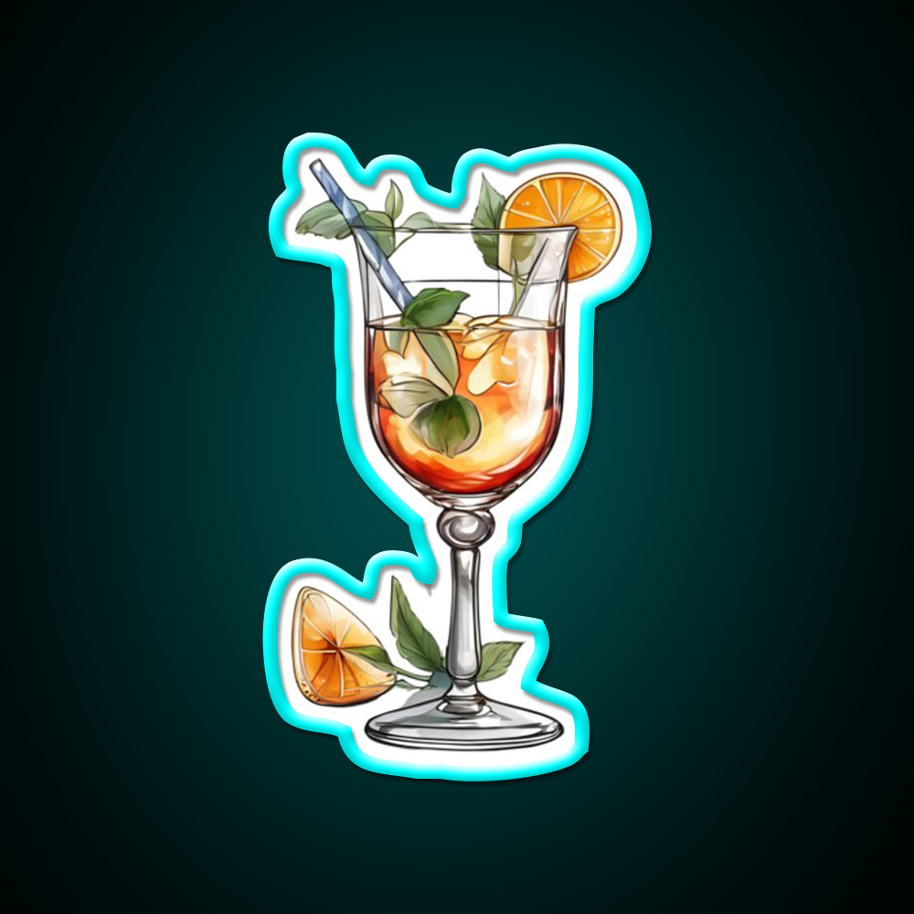 Abstract Beverage Cocktail Glass Cocktail Bar Decor Led Neon Sign Rgb Color