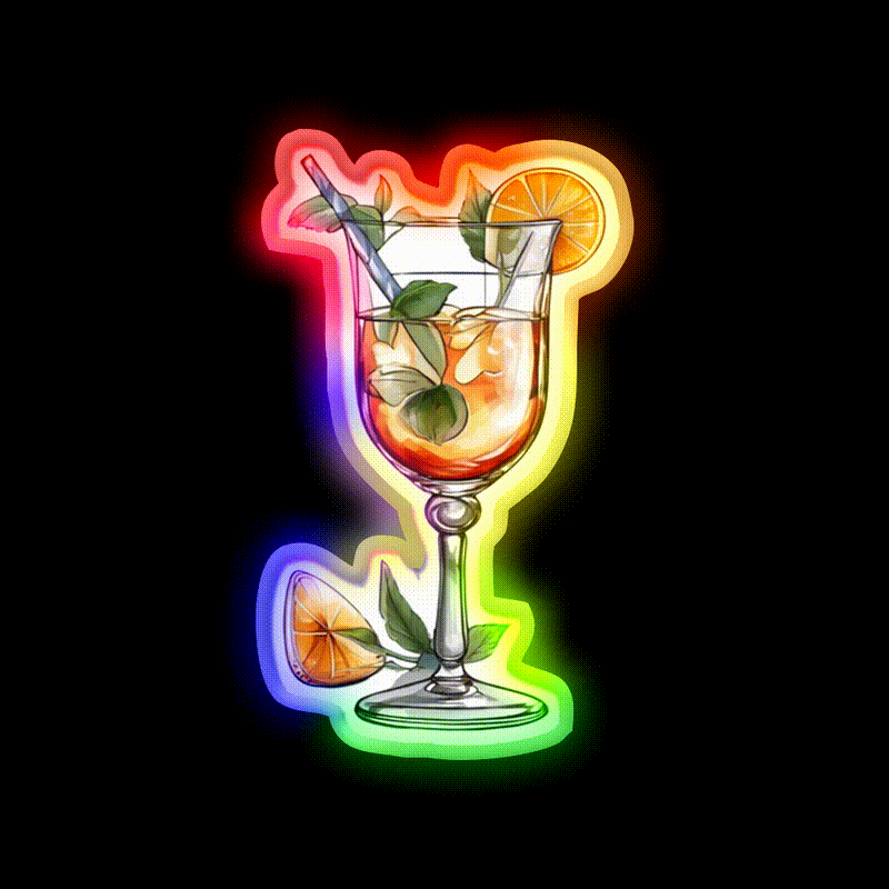Abstract Beverage Cocktail Glass Cocktail Bar Decor Led Neon Sign Rgb Color