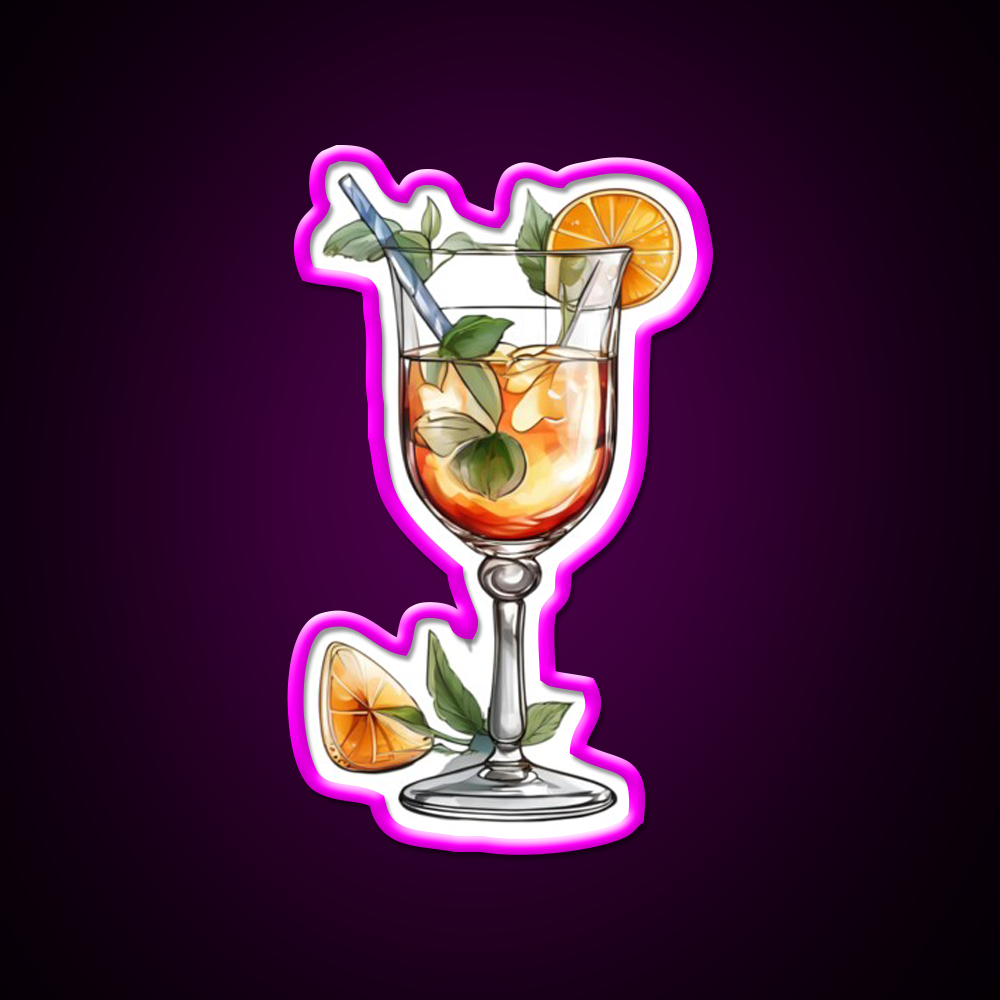 Abstract Beverage Cocktail Glass Cocktail Bar Decor Led Neon Sign Rgb Color