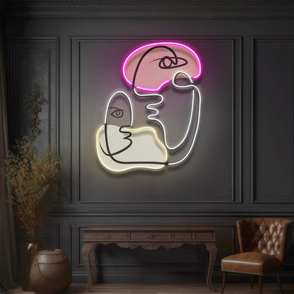 Abstract Brain Eye Face Art Uv Printed Led Neon Sign For Indoor Studio Decor | Shineneon