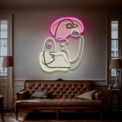 Abstract Brain Eye Face Art Uv Printed Led Neon Sign For Indoor Studio Decor | Shineneon