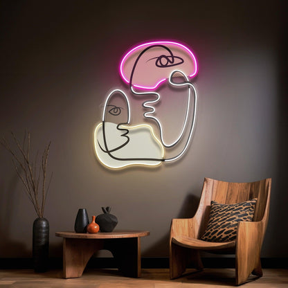 Abstract Brain Eye Face Art Uv Printed Led Neon Sign For Indoor Studio Decor | Shineneon