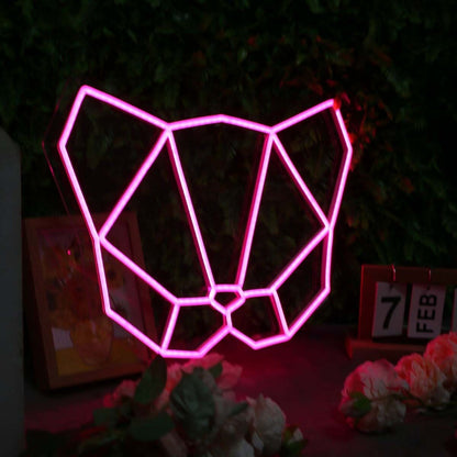 Abstract Cat Head Pink Led Neon Sign - Shineneon