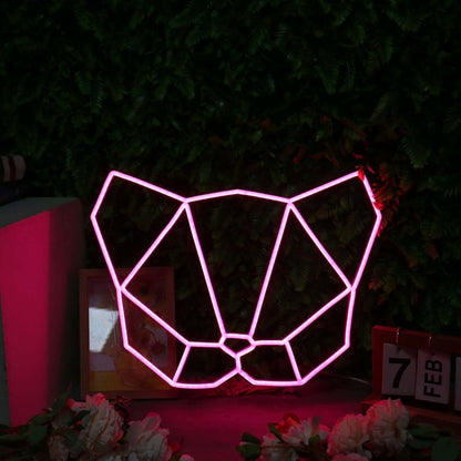 Abstract Cat Head Pink Led Neon Sign - Shineneon