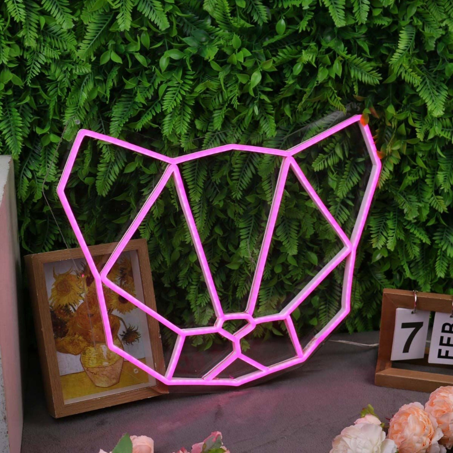 Abstract Cat Head Pink Led Neon Sign - Shineneon