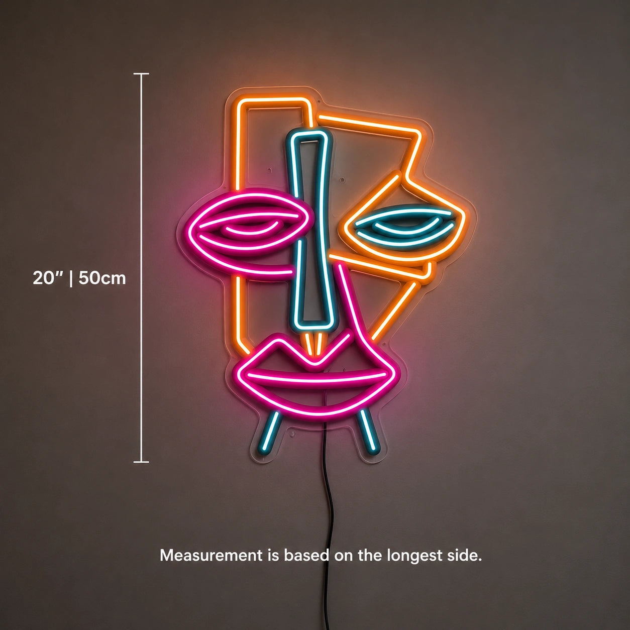 Abstract Face Color Neon Sign LED Neon Sign size image