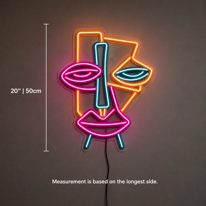 Abstract Face Color Neon Sign LED Neon Sign size image