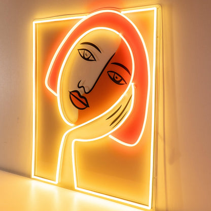 Abstract Face Red-Yellow Uv Printed Led Neon Sign Indoor Art Decor | Shineneon