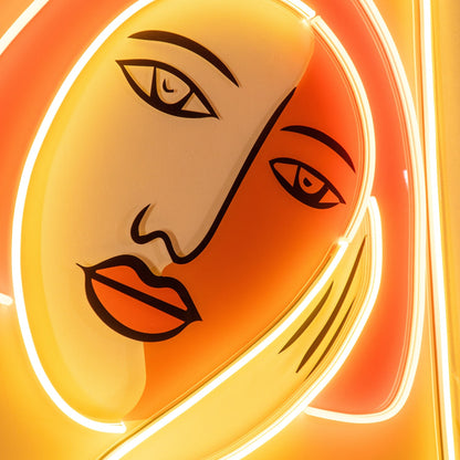 Abstract Face Red-Yellow Uv Printed Led Neon Sign Indoor Art Decor | Shineneon