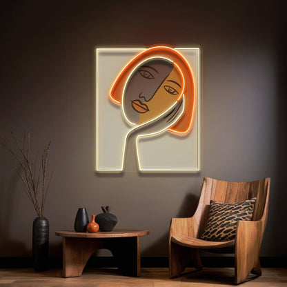 Abstract Face Red-Yellow Uv Printed Led Neon Sign Indoor Art Decor | Shineneon