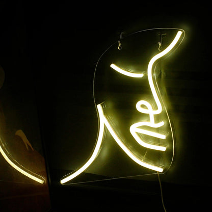 Abstract Face Warm Yellow Led Neon Sign Modern Home Art Decor | Shineneon