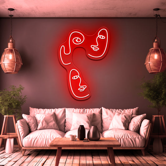 Abstract Faces Home Artwork Neon Signs