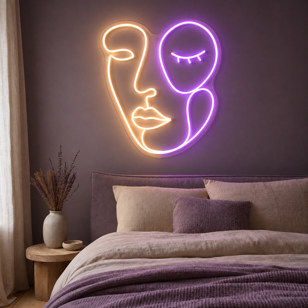Abstract Faces Two Tone LED Neon Sign main product image