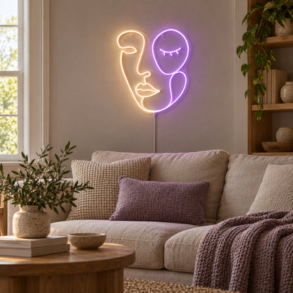 Abstract Faces Two Tone LED Neon Sign lifestyle scene