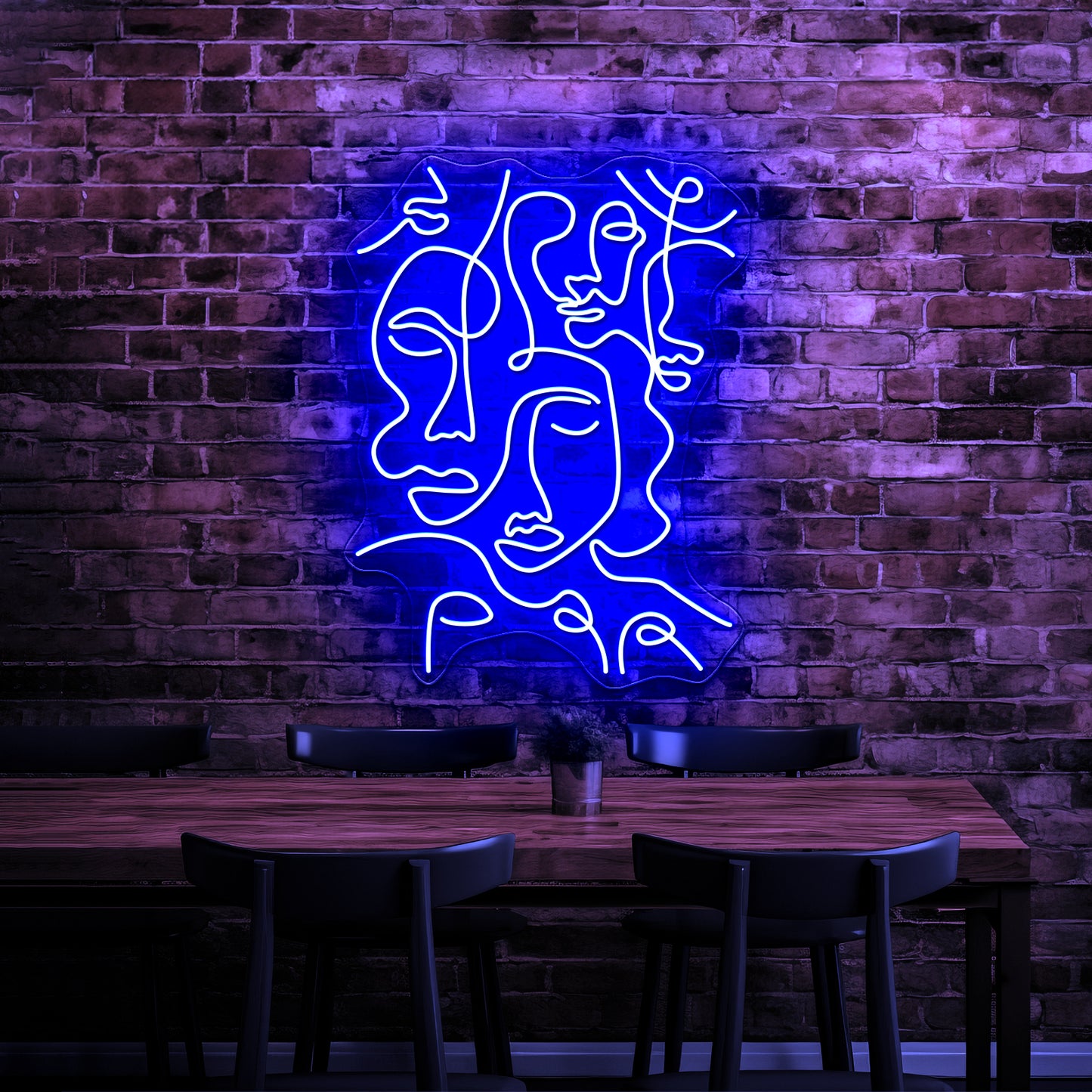 Abstract Faces Wall Artwork Neon Signs