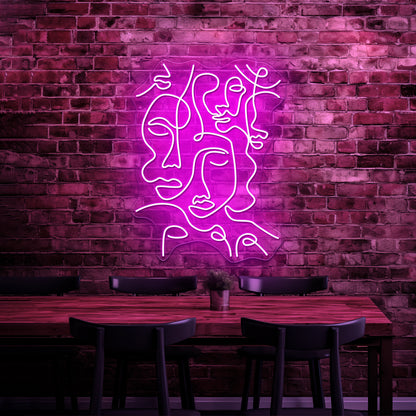 Abstract Faces Wall Artwork Neon Signs