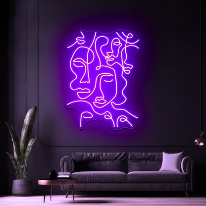 Abstract Faces Wall Artwork Neon Signs