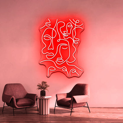 Abstract Faces Wall Artwork Neon Signs