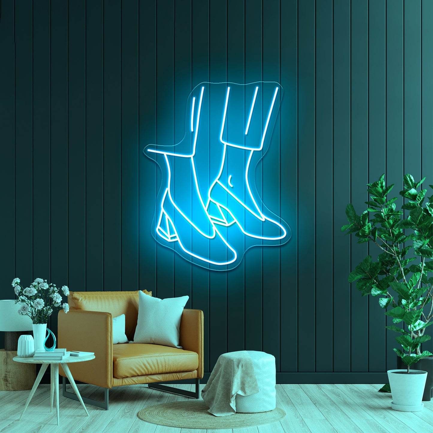 Abstract Fashion Shoes Drawing Wall Artwork Neon Signs