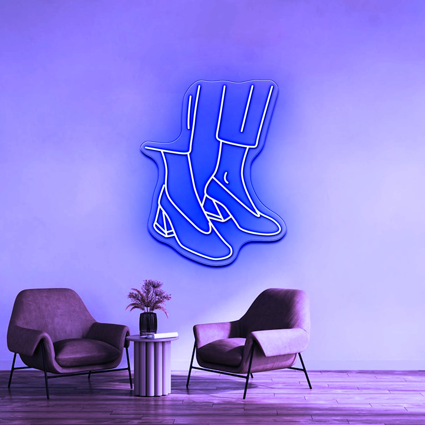 Abstract Fashion Shoes Drawing Wall Artwork Neon Signs