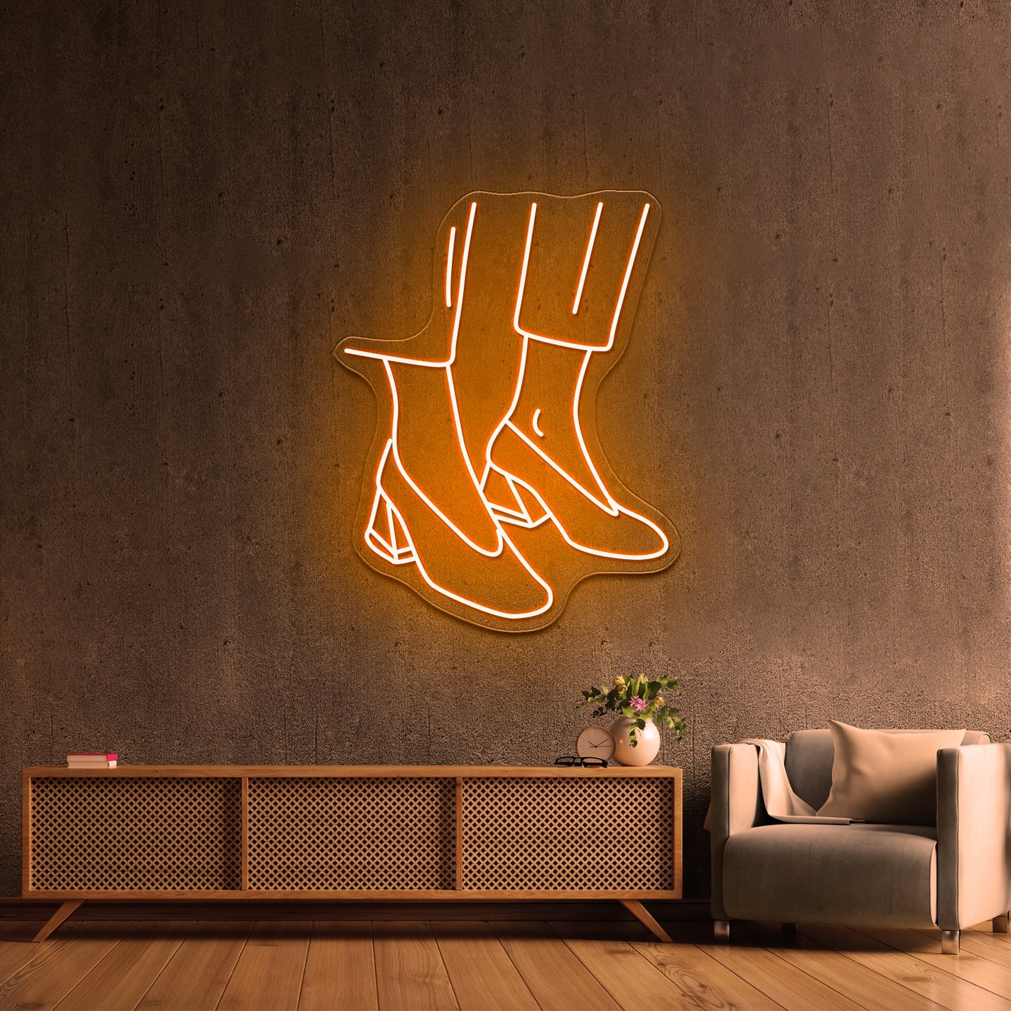 Abstract Fashion Shoes Drawing Wall Artwork Neon Signs