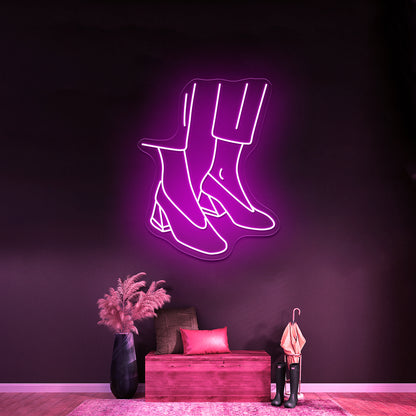 Abstract Fashion Shoes Drawing Wall Artwork Neon Signs