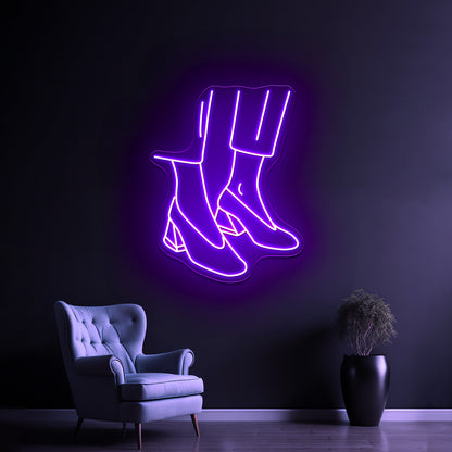 Abstract Fashion Shoes Drawing Wall Artwork Neon Signs