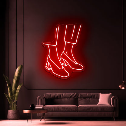 Abstract Fashion Shoes Drawing Wall Artwork Neon Signs