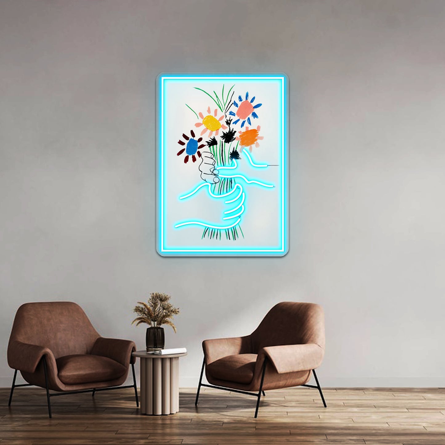 Abstract Flower Aesthetic Fine Art Poster Wall Artwork Neon Signs