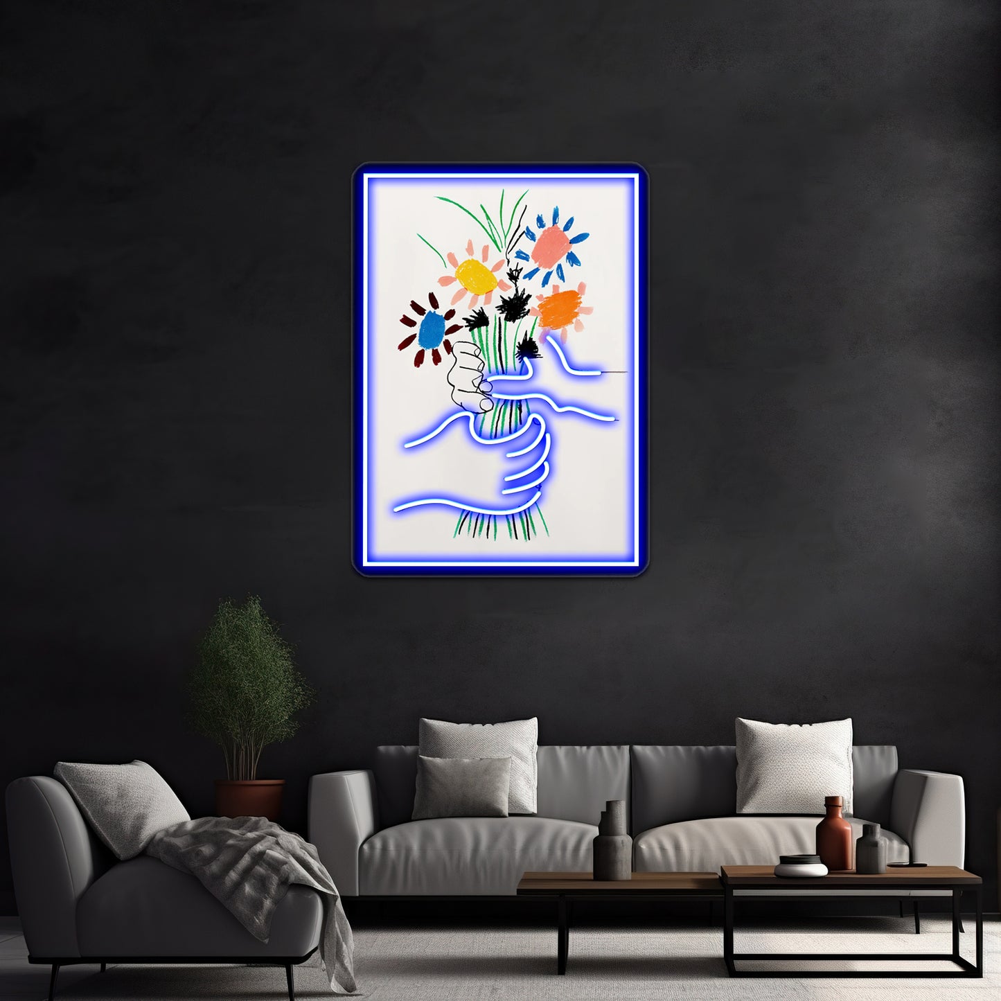 Abstract Flower Aesthetic Fine Art Poster Wall Artwork Neon Signs