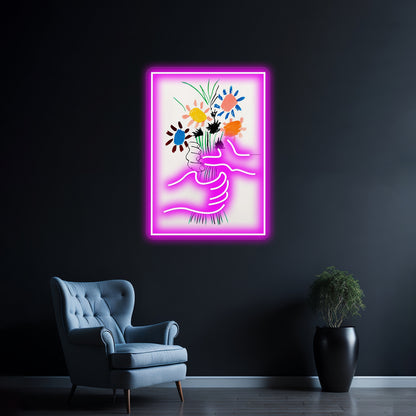 Abstract Flower Aesthetic Fine Art Poster Wall Artwork Neon Signs