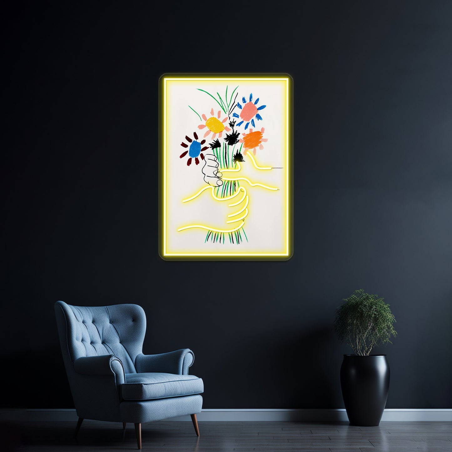 Abstract Flower Aesthetic Fine Art Poster Wall Artwork Neon Signs