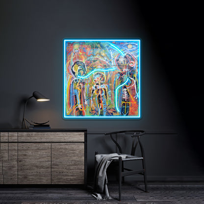 Abstract Graffiti Style Figures Wall Artwork Neon Signs