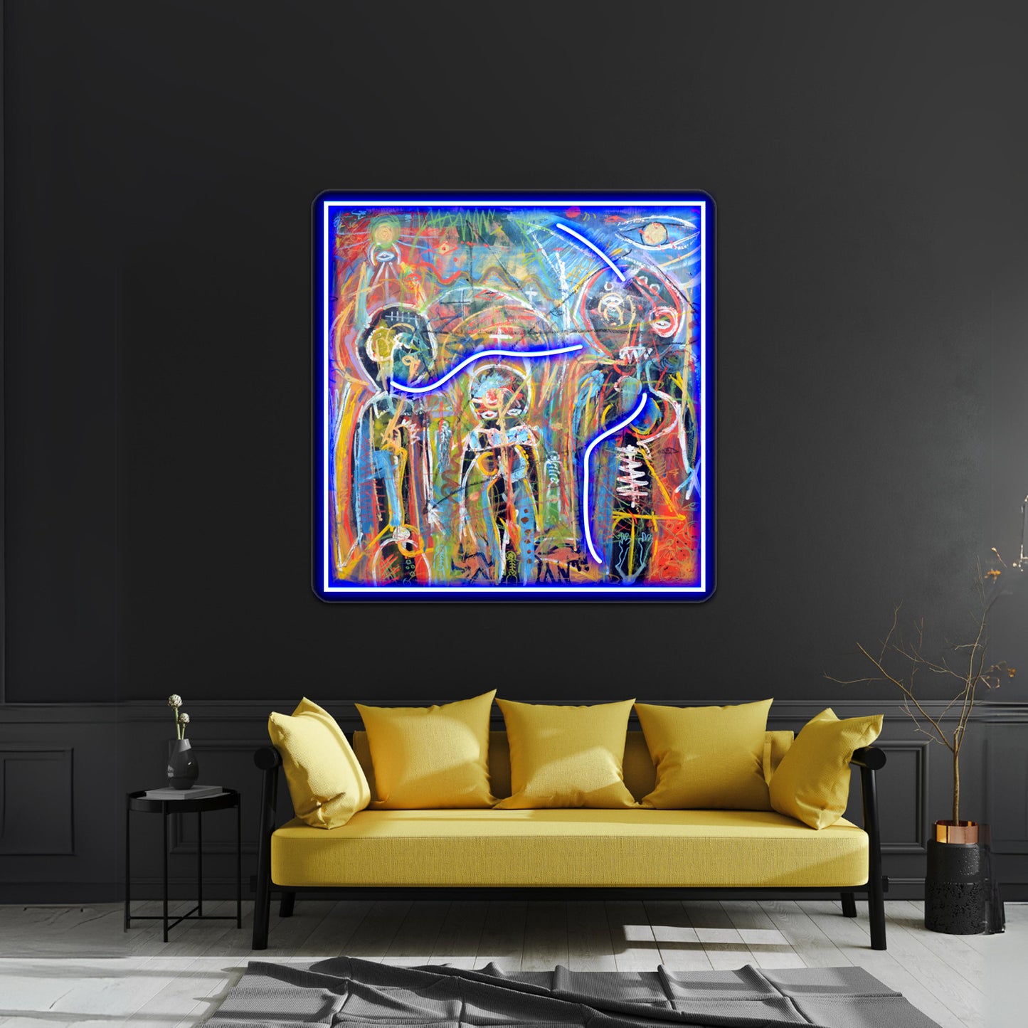 Abstract Graffiti Style Figures Wall Artwork Neon Signs