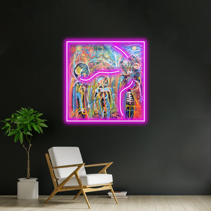 Abstract Graffiti Style Figures Wall Artwork Neon Signs