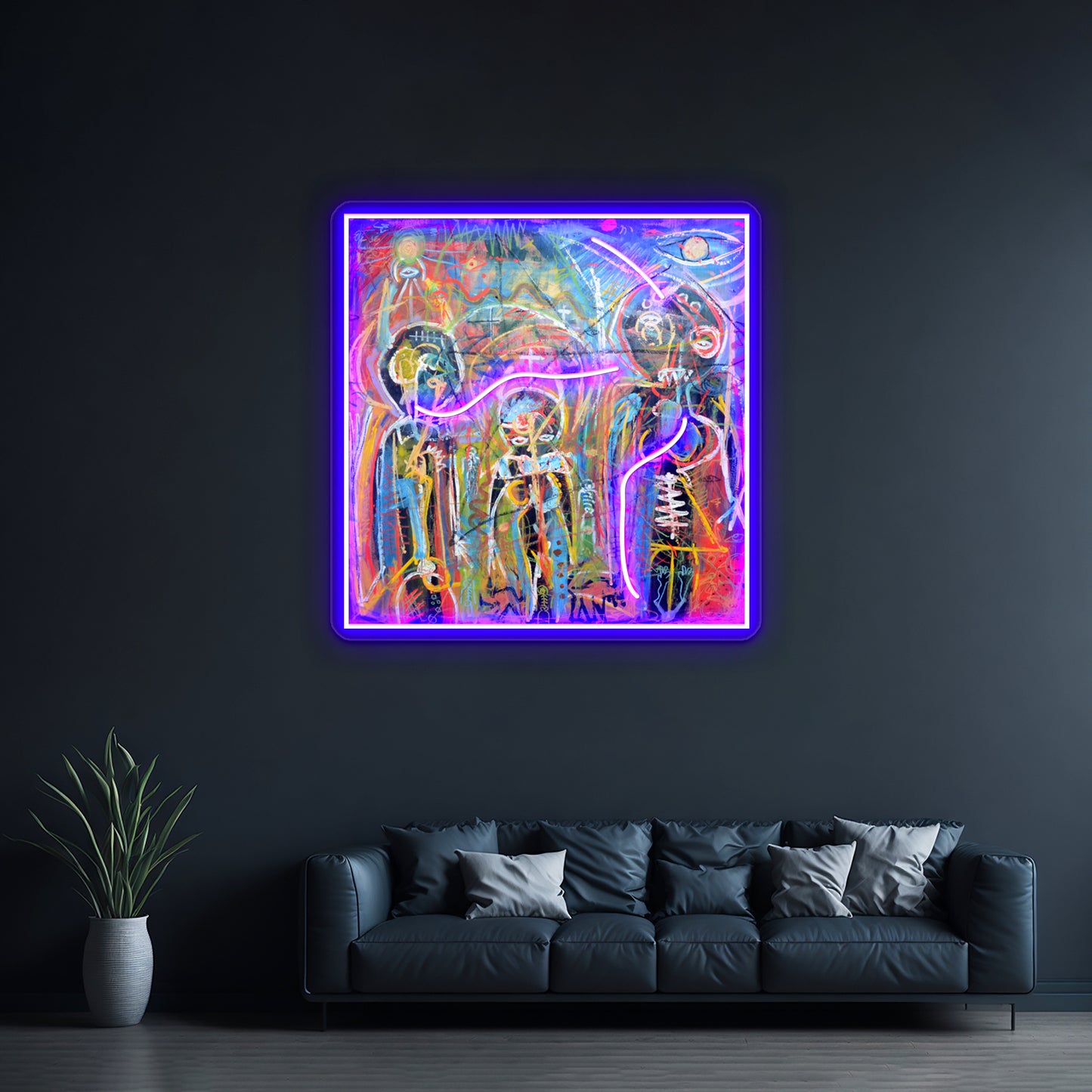 Abstract Graffiti Style Figures Wall Artwork Neon Signs