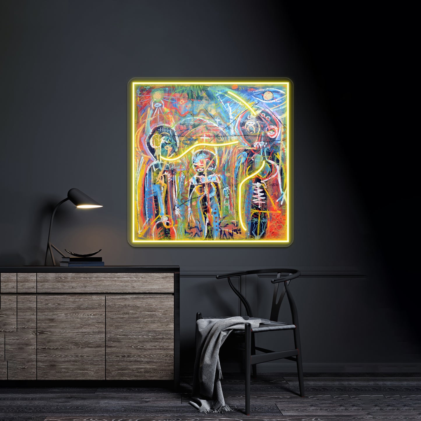 Abstract Graffiti Style Figures Wall Artwork Neon Signs