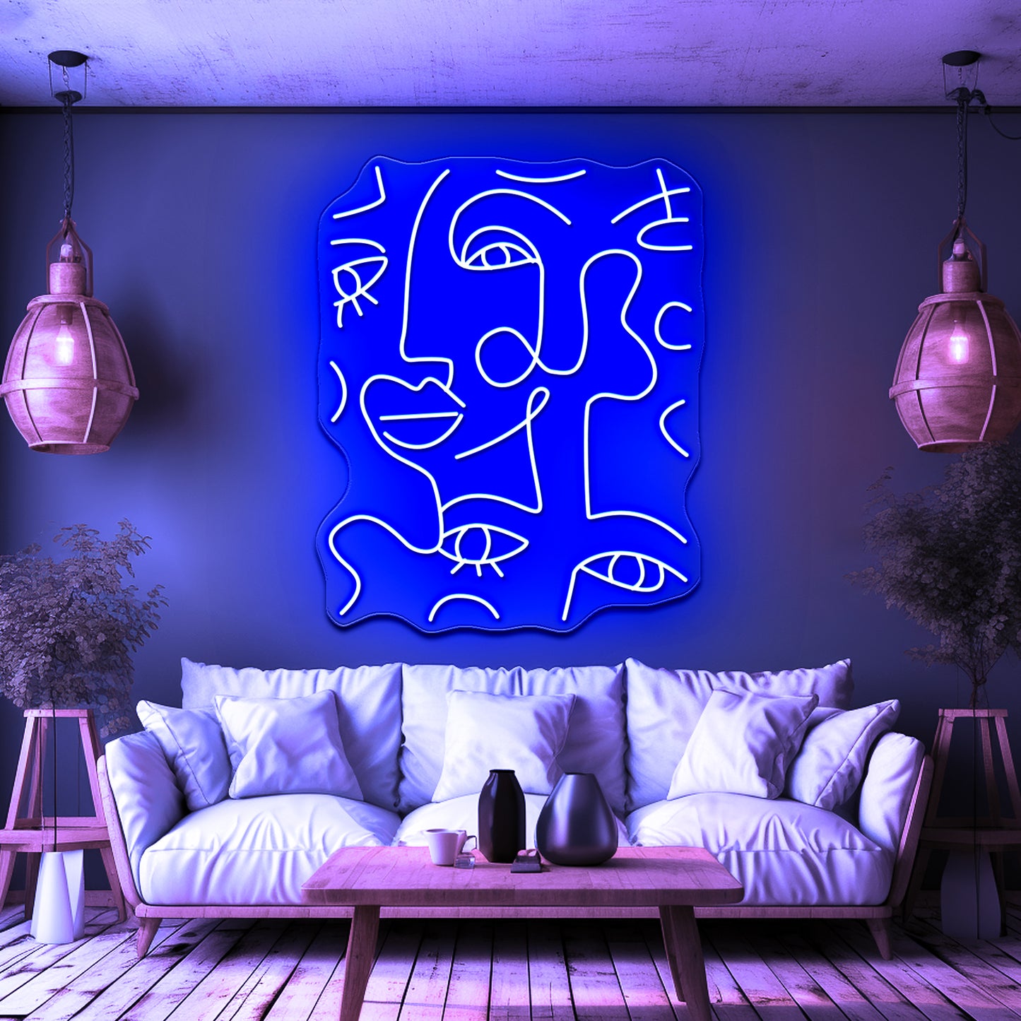 Abstract Line Ladies Wall Artwork Neon Signs