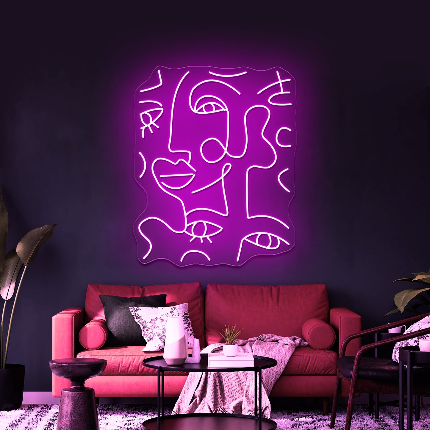 Abstract Line Ladies Wall Artwork Neon Signs